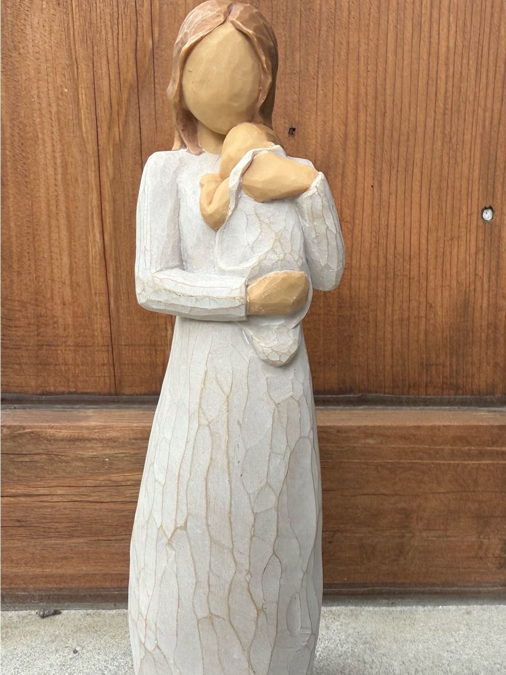 Willow Tree Mother Holding Baby Figurine in Cream and Tan